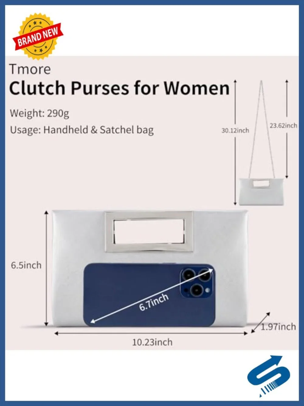 PU Leather Evening Clutch with Chain Strap Top Handle Crossbody Bag